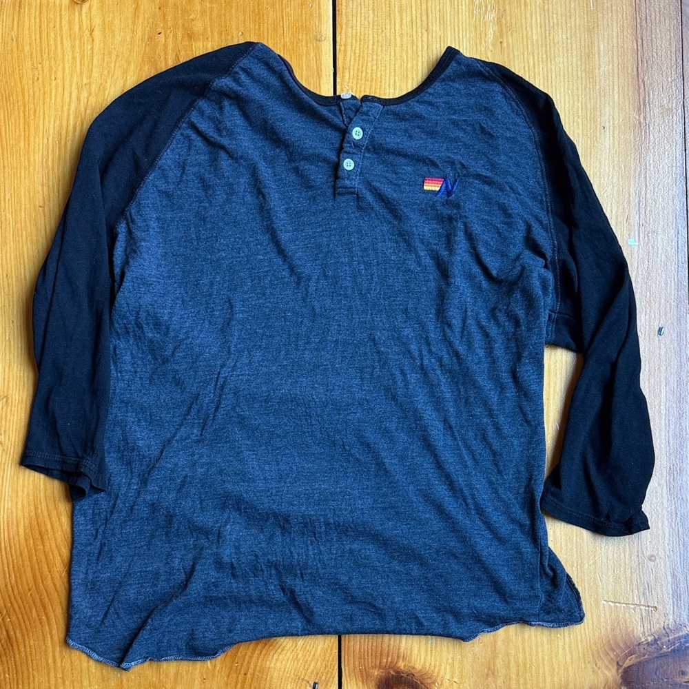 Aviator Nation Blue and Black Long Sleeve Tee
